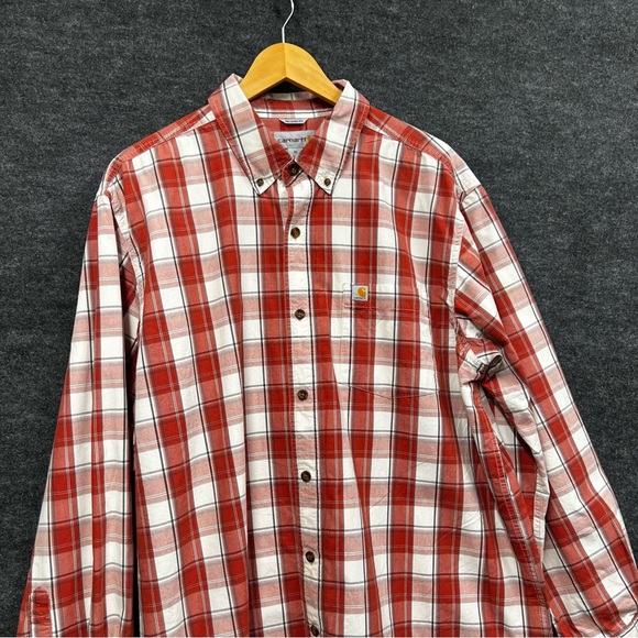 Carhartt Relaxed Fit Red Plaid Button-Up Shirt Size XL - Picture 6 of 12